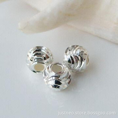 Solid 925 sterling silver round ripple corrugated beads, 4mm